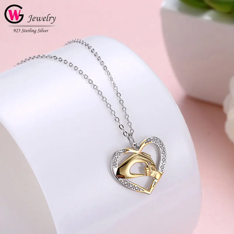

Sterling Silver 925 Pendant Mom's Love Heart Necklace Pendant Cubic Zirconia Round Pendants Fit Necklace For Women Mother Gift
