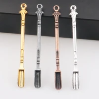 80mm metal mini smoke spatula scoop with ring tableware portable medicine spoon stir in coffee or tea sniffer smell scoop tools