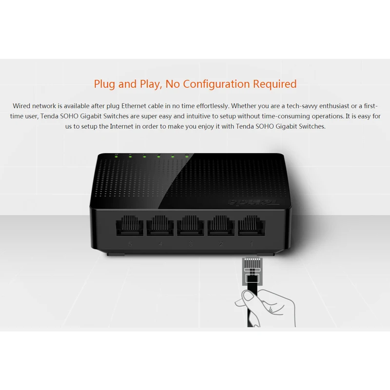 Tenda SG105 Ethernet переключатели 5 гигабитный Порт настольный коммутатор 10/100/1000 Мбит/с RJ45 Порты и разъёмы SOHO коммутатор