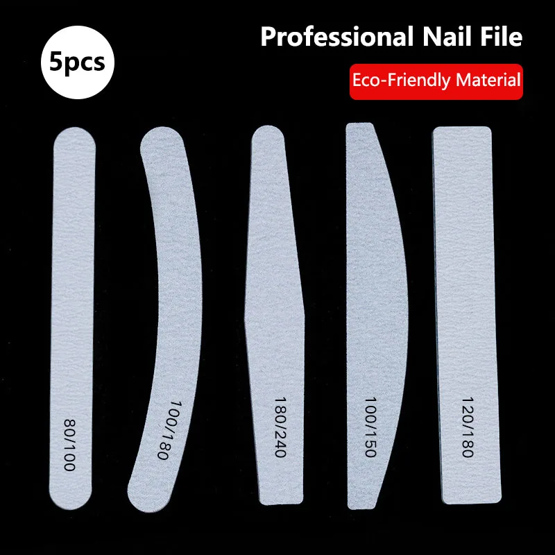 

Профессиональная пилка для ногтей, 5 шт., 100/180 наждачная бумага полумесяца, Шлифовальная Пилка Для Ногтей, инструменты для ухода за кожей, акс...