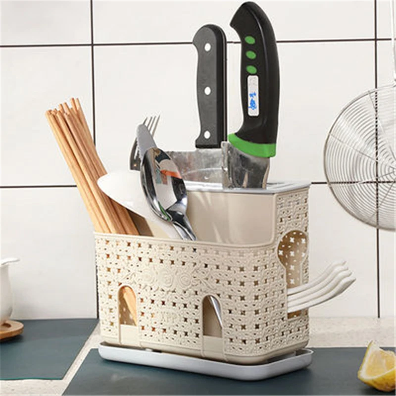 

Multifunction Chopsticks Spoon Storage Holder Double Layer Tableware Drain Rack Organizer Fork Storage Box Kitchen Accessories