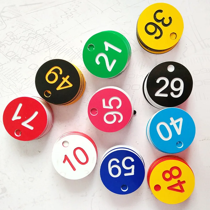 

1-100 Digital Tags Keychain Decoration Supermarket Storage Numbers Sign Restaurant Call Number Plastic Number Plate