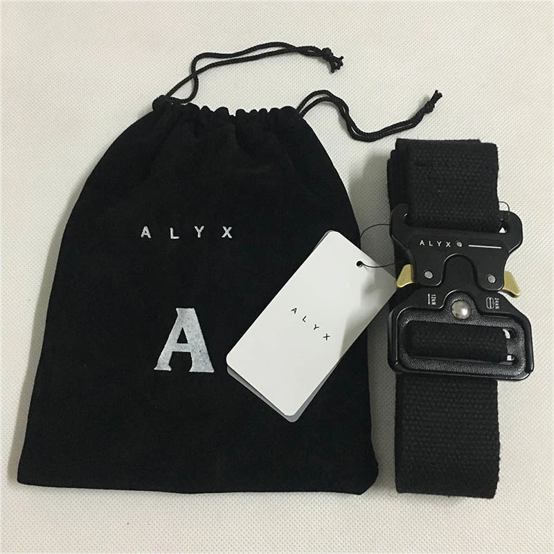 ALYX-cinturón de seguridad de 128cm para hombre y mujer, cinturón de lona con botón de Metal negro