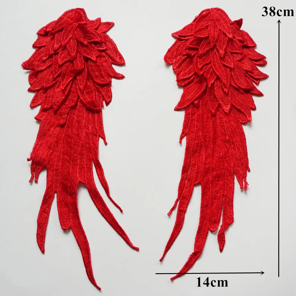 2 шт. красная вышитая аппликация в виде крыла ангела вышитый цветок воротник