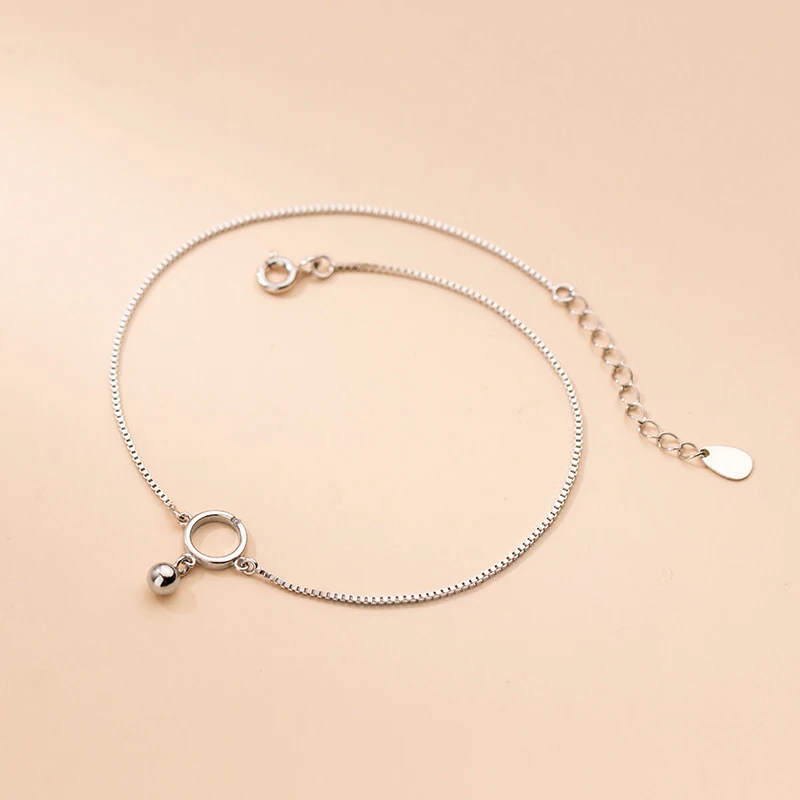 

925 Silver Ankle Geometry Round Beads Box Chain On The Leg Decoration On Foot Bracelet Women Jewelry Fashion Gift