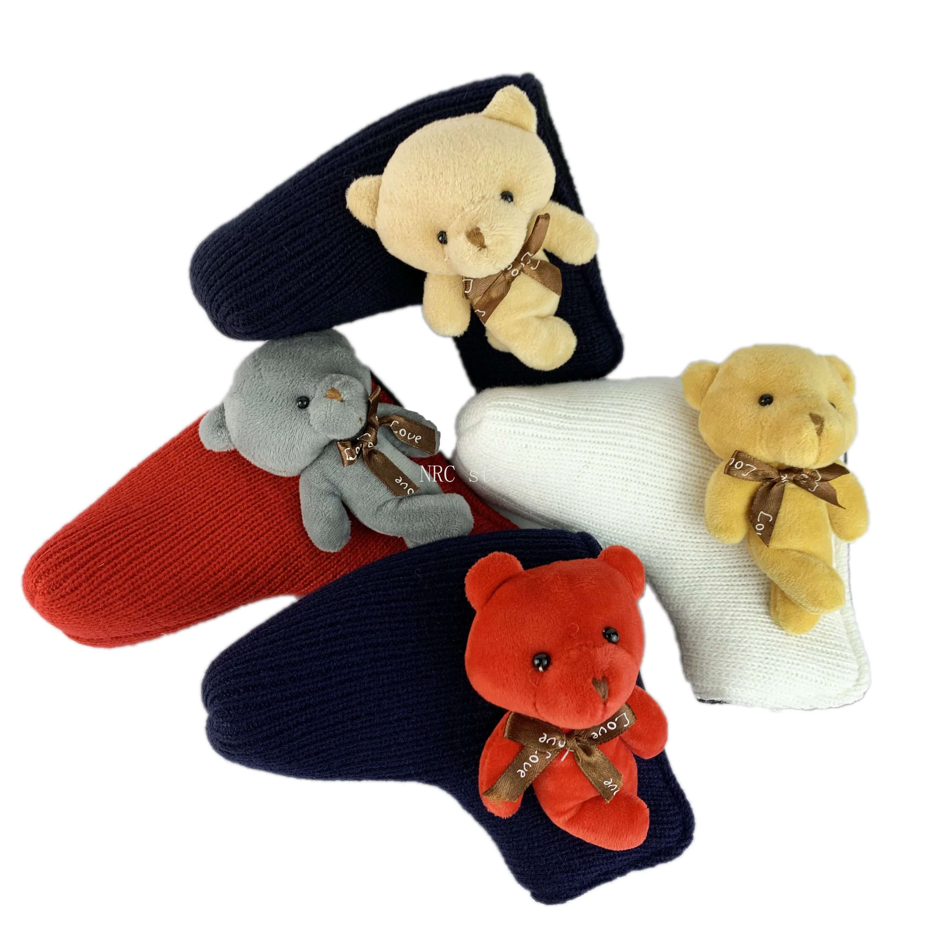 

Головные уборы NRC для гольфа, милые головные уборы для клюшек, милый вязаный плюшевый мишка