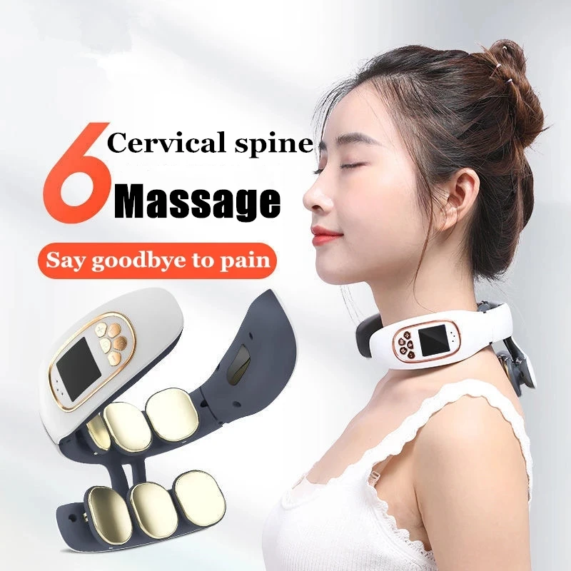 

4D Smart Electric Neck and Back Pulse Massager TENS Wireless Heat Cervical Vertebra Relax Pain Relief Kneading Massage Machine