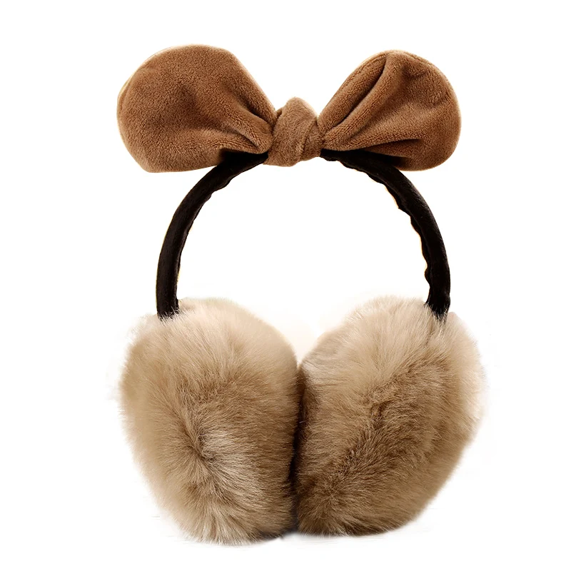 

New Women Fashion Faux Fur Girls Cute Fluffy Winter Soft Ear Cache Warmers Comfortable Bowknot Earmuffs Christmas Gifts