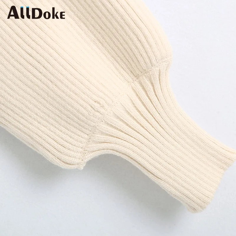 

ALLDOKE 2020 autumn short knitted tops turtleneck sweater for women long sleeve sexy female pull solid tops