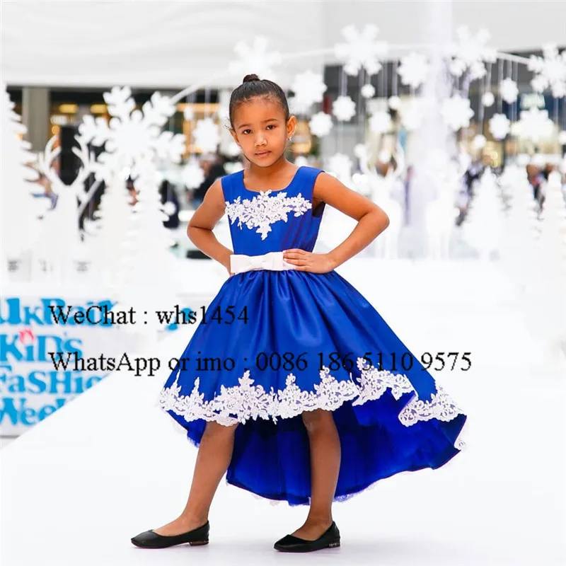 Mbcullyd/платье для девочек с цветочным принтом Королевского синего цвета 2020 пышные