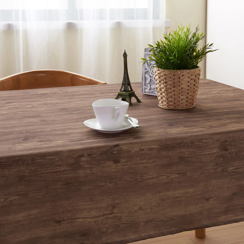 100% Polyester Wood Folding Tablecloth Rectangle Waterproof Oil-proof TeaTables Cover Dinning Table Decoration Naperon De | Дом и сад