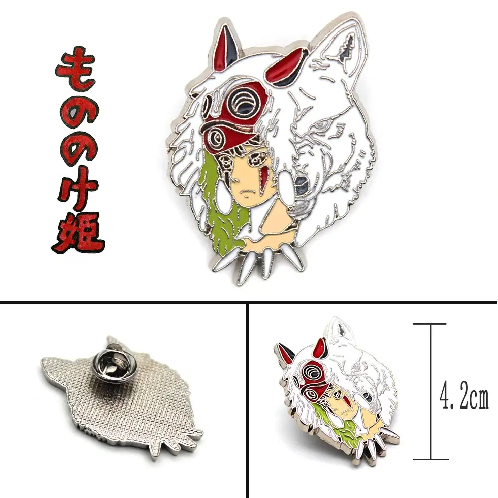 San Studio Ghibli Mononoke Hime/Принцесса Мононоке Кодама металлический значок булавка служба доставки кальцифера Кики брошь аксессуары для костюмов - Окраска металла: San