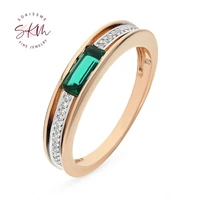 skm classic solid 14k 18k rose gold emerald ring for women engagement wedding rings designer luxury fine jewelry