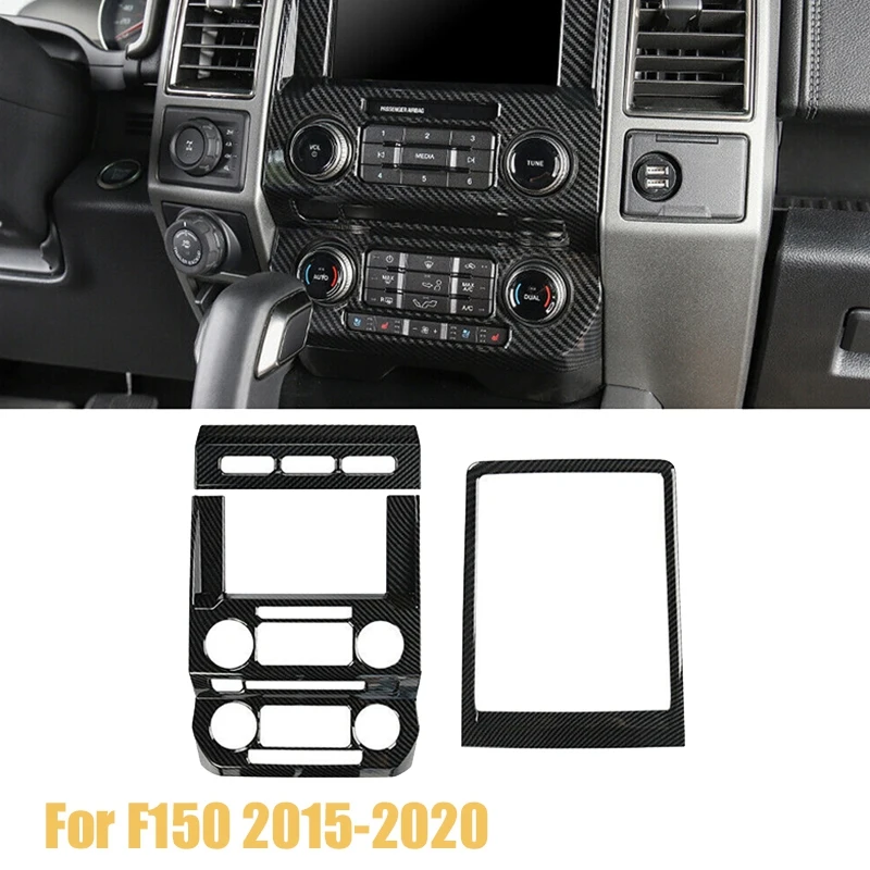 

Carbon Fiber Grain Center Console Dashboard Navigation Switch Panel Decor Cover Trim for 2015-2020 Ford F-150 F150