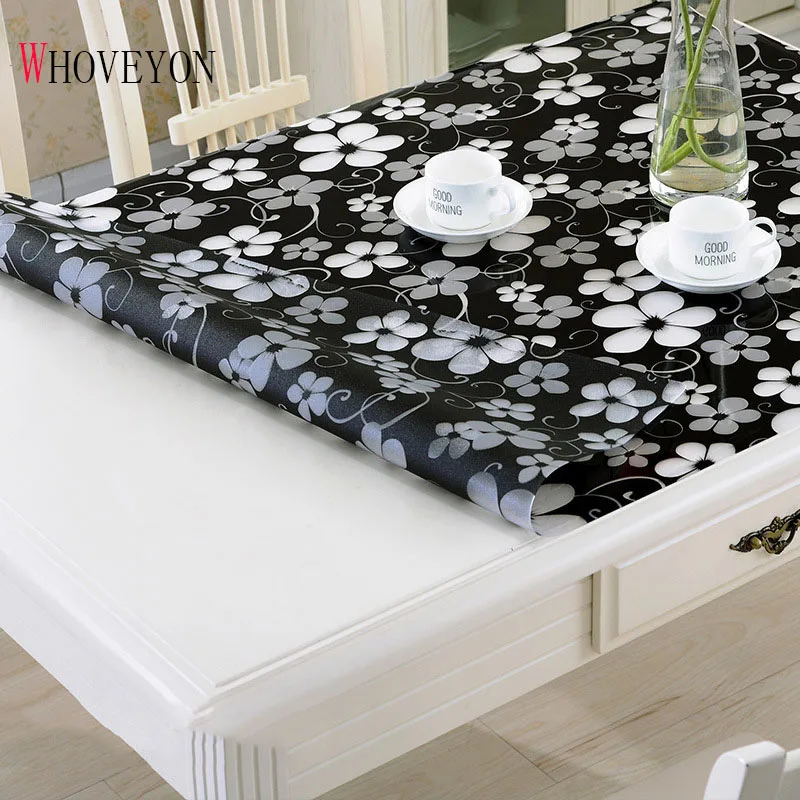 Creative Tablecloth Modern PVC Table Cover Home Textile Waterproof Tarpaulin Soft Glass Tablecloth Placemat Pad Thickness 1.0mm