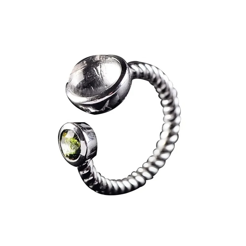 

Натуральное железная метеоритовое кольцо Gibeon для женщин и мужчин, подарок на любовь, Кристальные круглые бусины 10 мм, посеребренное регулир...