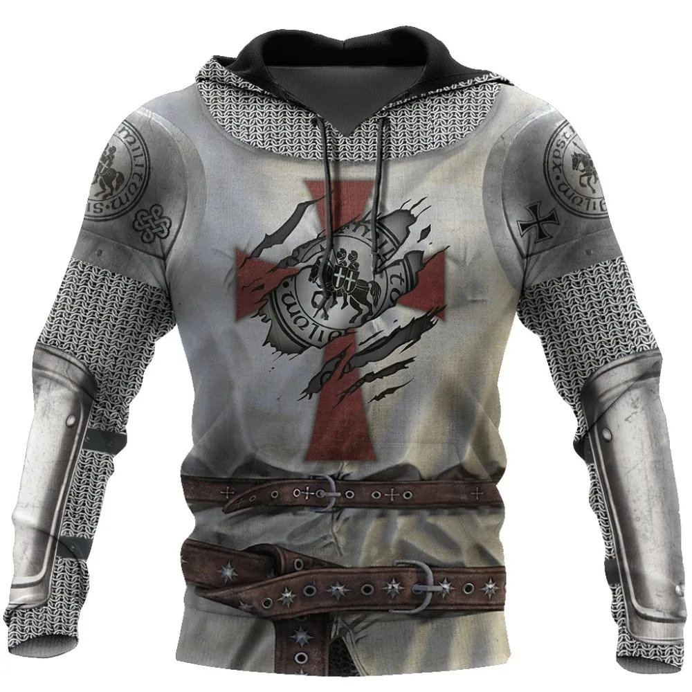 

New 3D Printed Knights Templar Harajuku Fashion Hooded Sweatshirt Unisex Casual Jacket Tops