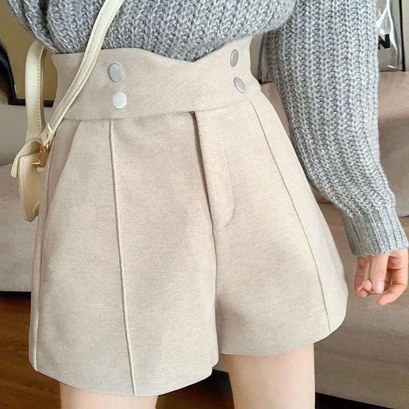 

Fashion Women Shorts Elastic Woolen Pant Female Plus Size Casual Harem Pants Spring Winter Wool Short Pants 1pc Hot