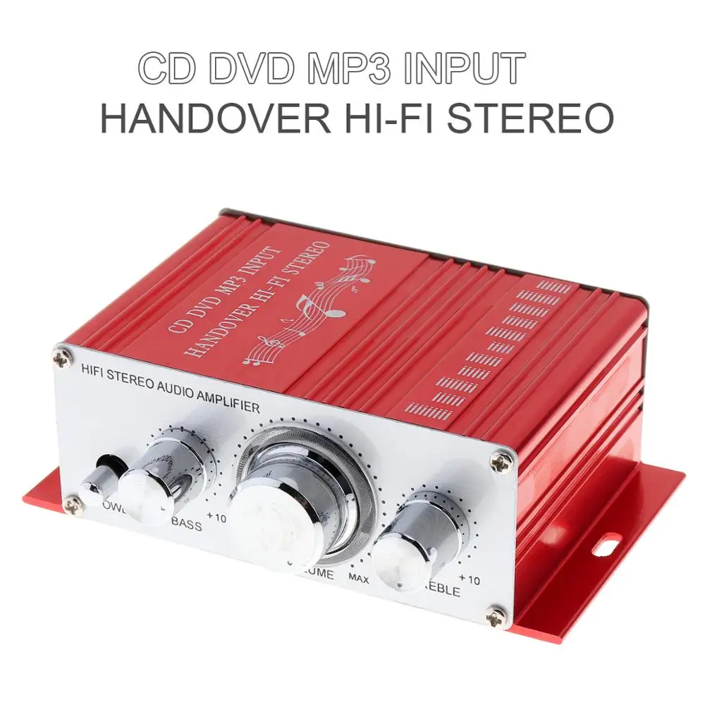 Купи Handover HiFi 2 Channels 12V Car Power Amplifier Stereo Audio Player Support CD DVD MP3 Input for Auto Motorcycle Home за 545 рублей в магазине AliExpress