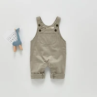 2021 baby boys clothes solid toddler overall front pocket boys jumpsuit