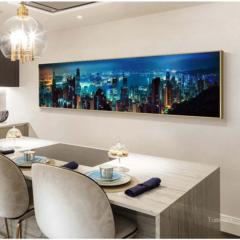 YUMEART городской постер ночного вида и печать на холсте живопись современный стиль