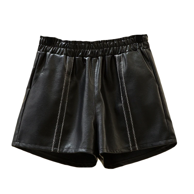 

Women's 2021 Autumn Winter Shorts New Shorts Wide-legged Loose-fitting Thin Leather Women UK253