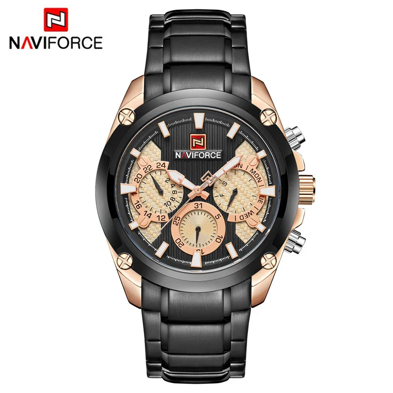 NAVIFORCE мужские наручные часы модные спортивные мужские часы лучший бренд класса люкс военные армейские деловые кварцевые мужские часы из нержавеющей стали 9113 - Цвет: NA911302 without box