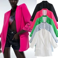 jennydave women blazers and jackets england fashion colorful solid simple roll up sleeve casual blazer women blazer mujer