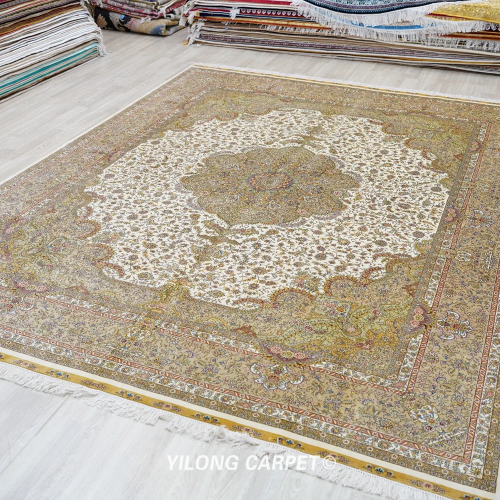 Большой элегантный персидский шелковый ковер ручной работы для комнаты 9'x12