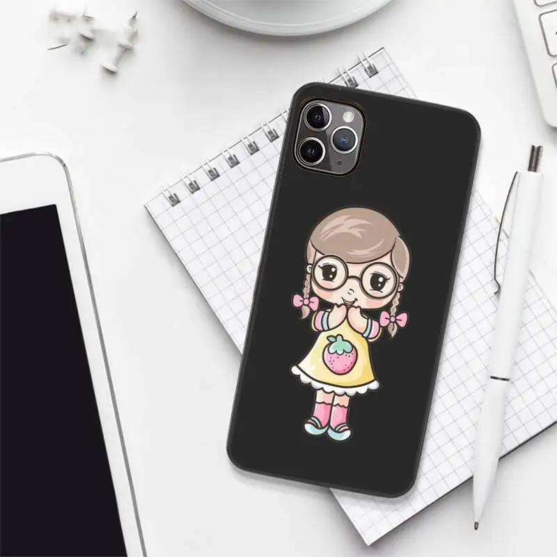 

Cartoon cute girl Phone Case for iPhone 7 8 11 12 Pro X XS XR Samsung A S 6 7 9plus 10plus 21s 71