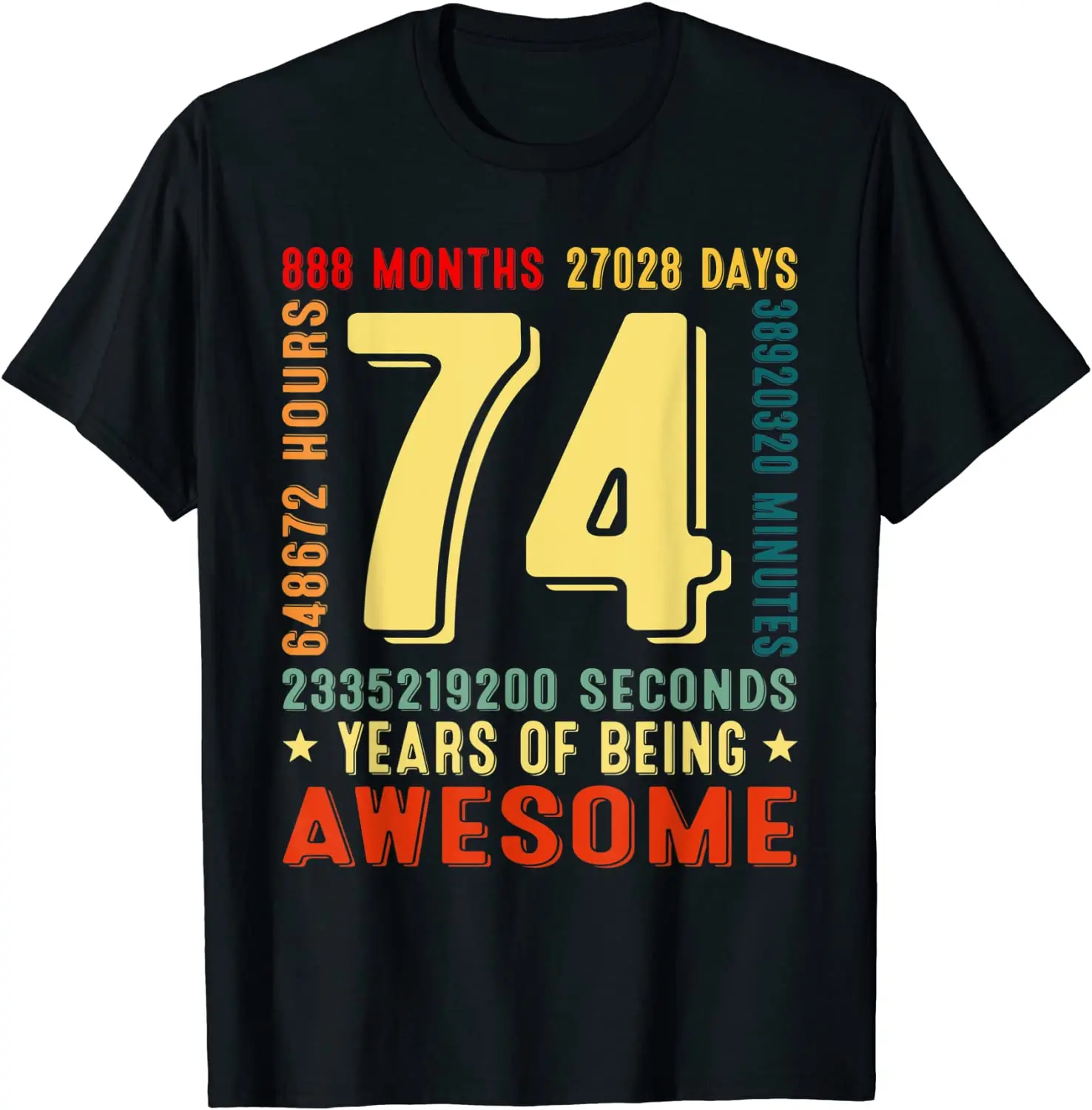 

Vintage Retro 74th Birthday Men Women Dad Mom 74 Years Old T-Shirt Men's T-shirt