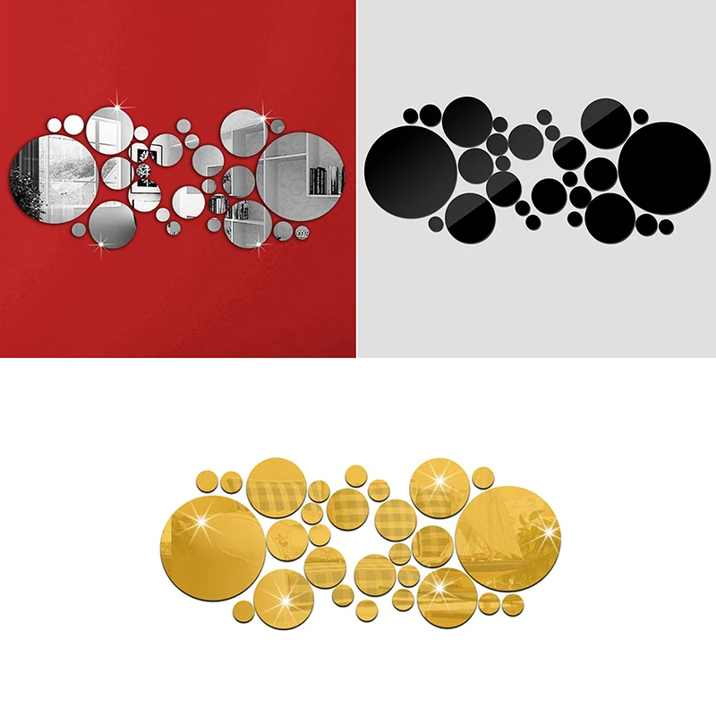 

1 комплект, высококачественные акриловые декоративные зеркальные настенные наклейки для гостиной, спальни, декоративное круглое зеркало