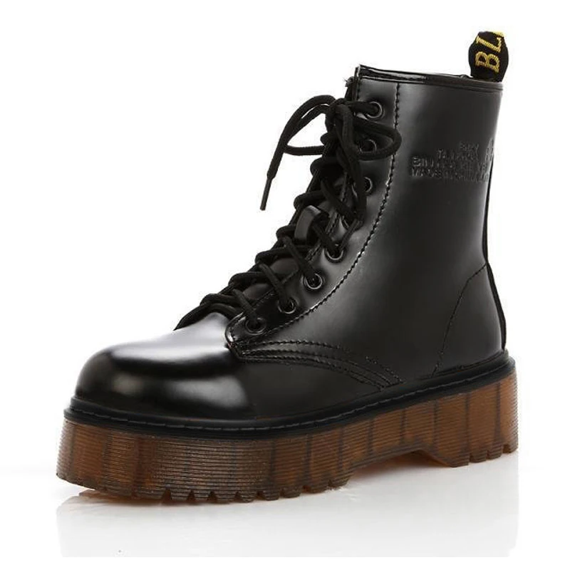

New Women Boots Short Boots Genuine Leather Shoes Women Autumn Thick Heel Platform Ankle Boots For Martin Boots