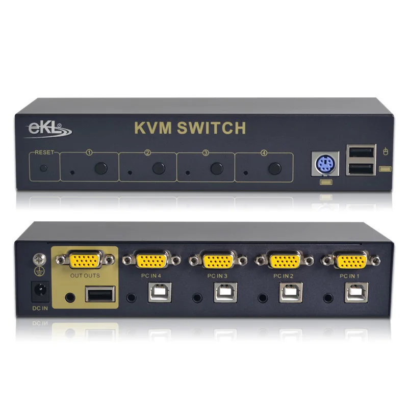 KVM переключатель 4 порта VGA USB PS2 клавиатура мышь дисплей коробка с шт. КАБЕЛЬ |