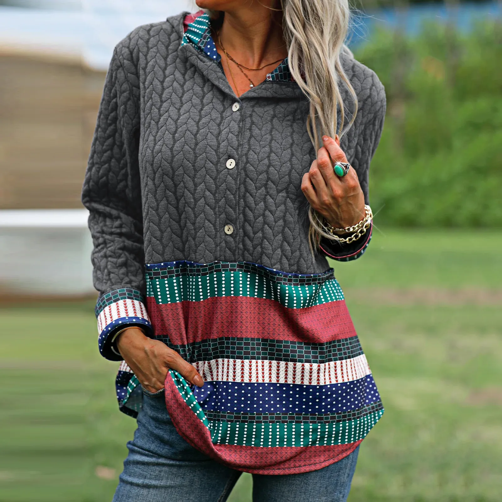 

Fashion Women Hoodie Long Sleeve Printed Patchwork Oversized Hoodies Sudaderas Vintage Sweatshirt Hoodied Sudaderas Con Capucha