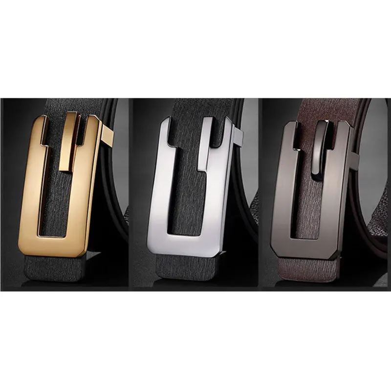 

FRALU New men's brand designer belts for male straps cowhide Genuine leather white black smooth buckles ceinture