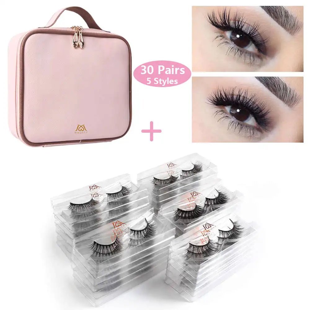 30/50 pairs/pack 3d Mink Lashes Wholesale Mix False Eyelashes Hand Made Full Strip Makeup Kit faux cils | Красота и здоровье