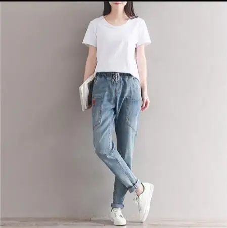 2019 зимние брендовые джинсы Для женщин шаровары штаны модные длинные Винтаж