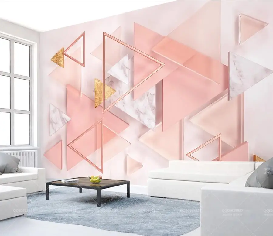 Custom home improvement wallpaper-3d  Pink geometry wallpaper for walls 3 d Living room bedroom wall mural stickers 2020