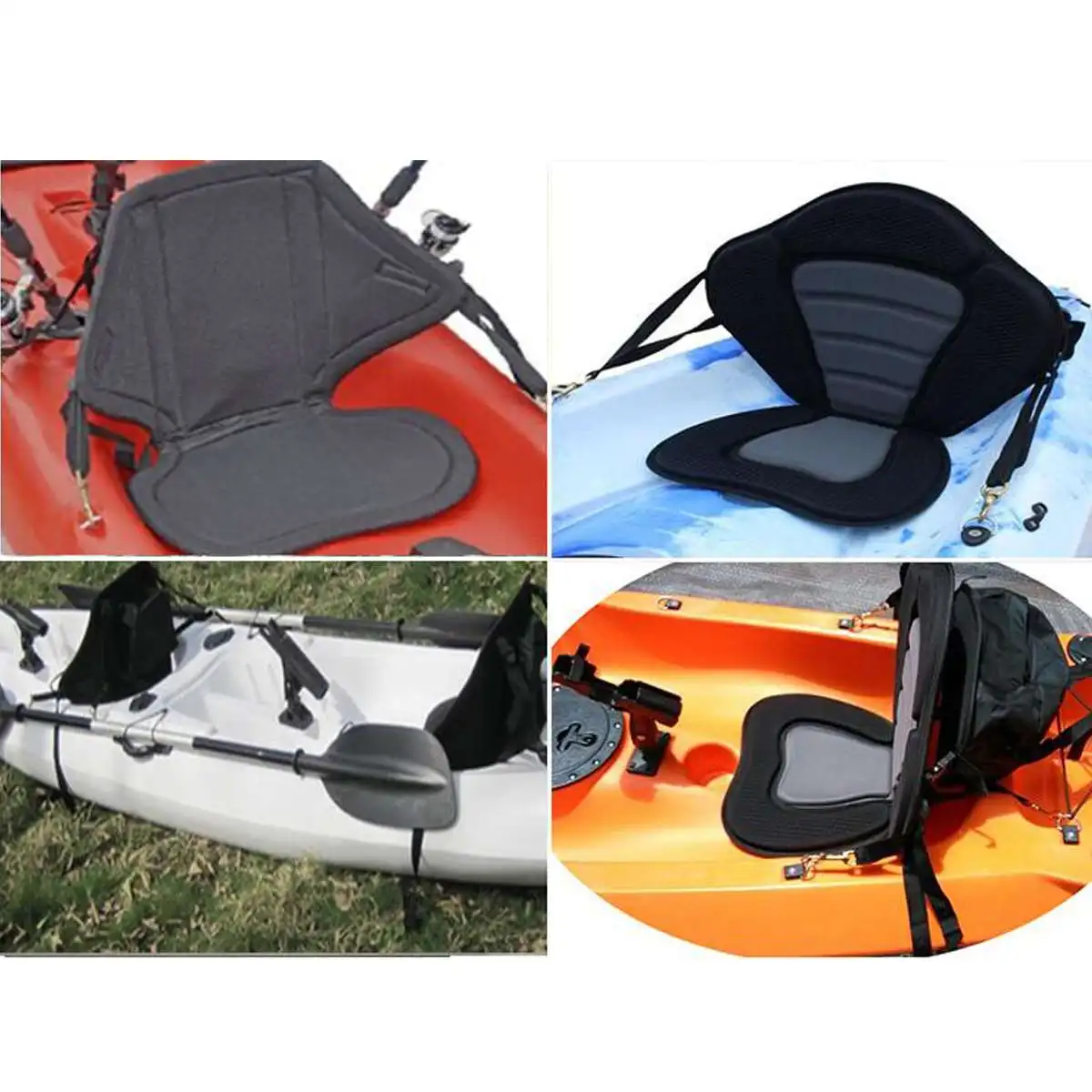

Deluxe Padded Kayak Boat Seat Portable Rowing Boat Soft Antiskid Padded Seat Adjustable Kayak Cushion with Backrest