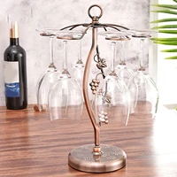 wine glass holder with 6pcs hooks tabletop stemware storage freestanding glasses display rack for dining room table kitchen