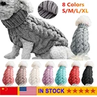 Зимняя теплая вязаная одежда для собак, теплый джемпер, свитер для маленьких и больших собак, верхняя одежда для питомца вязаная крючком ткань