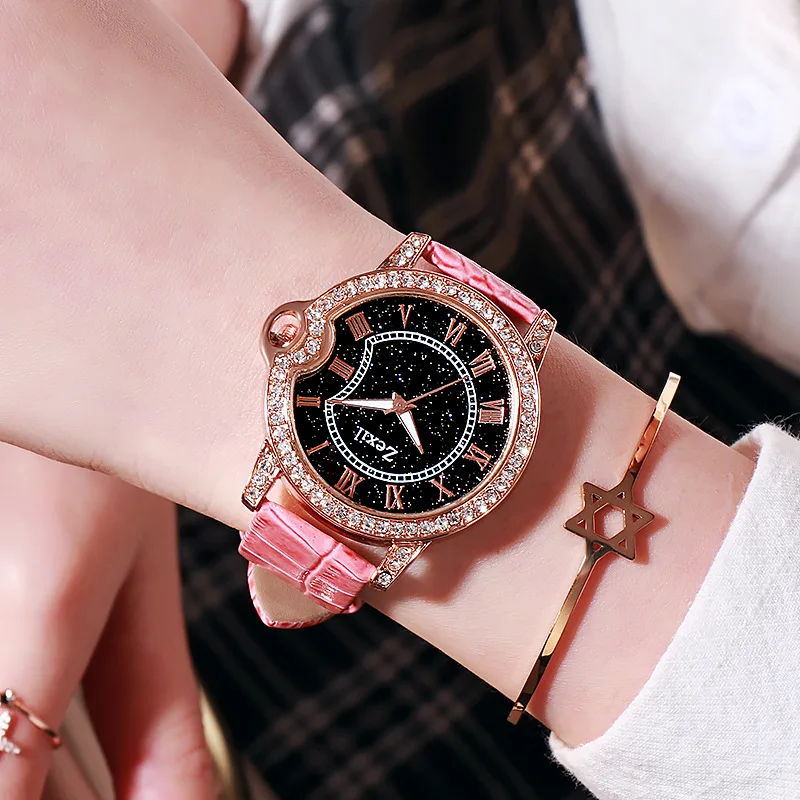 Часы женские кварцевые с кожаным ремешком браслетом | Наручные часы