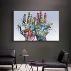 Картина две руки на холсте, плакаты и принты, Красочные уличные граффити, художественный Рисунок, креативная Настенная картина в скандинавском стиле для гостиной