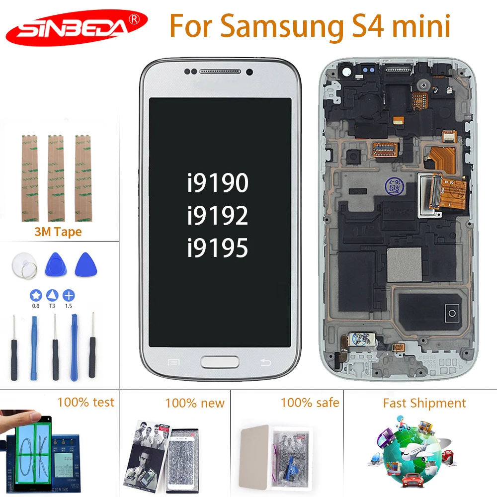ЖК дисплей AMOLED 4 3 дюйма для Samsung Galaxy S4 Mini I9190 i9192 i9195 с сенсорным экраном и