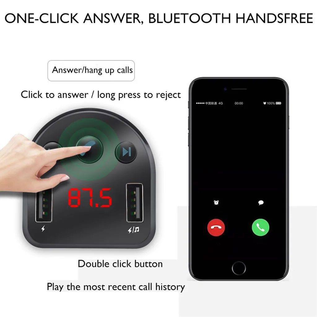 Беспроводной автомобильный FM трансмиттер с Bluetooth адаптер радио зарядное