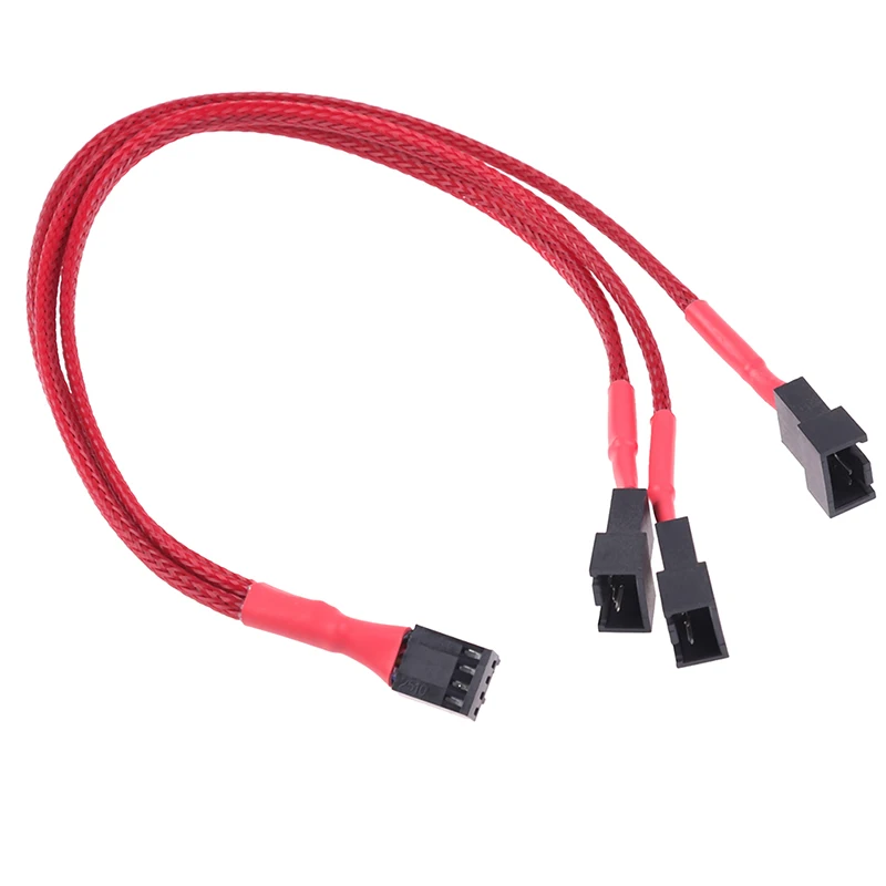 

1Pc Red Computer Fan Line 1 To 3 Way 4Pin PWM Fan HUB Hub Fan Extension Cable