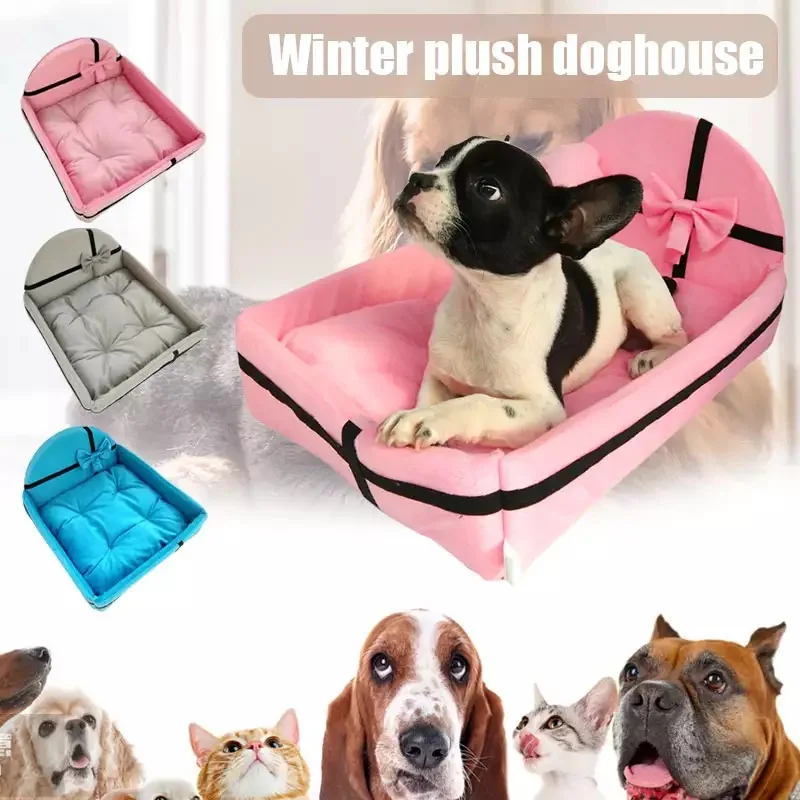 

Cute Pet Plush Cushion Kennel with Cushion To Keep Warm Small and Medium-sized Dog Pets with Removable Mattress Cat Bed Kennel