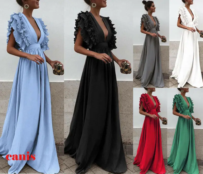 Женское элегантное длинное платье макси в наличии на складе США вечернее