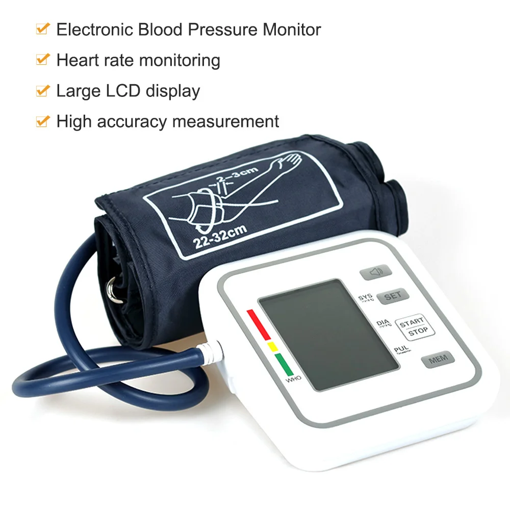 Upper Arm Style Automatic Electronic Blood Pressure Monitor Large LCD Display Intelligent Meter Measurement Tool | Красота и здоровье